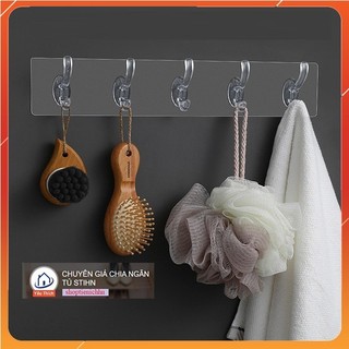 Miếng dán treo đồ 5 móc trong suốt siêu dính có kèm hộp ( STIHN)