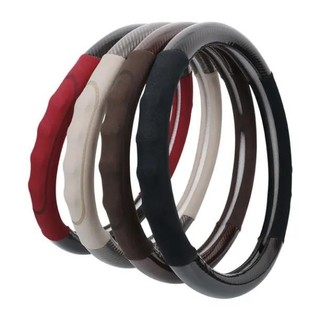 Bọc vô lăng vân carbon phối da nỉ chống mồ hôi và bám tay lái cho xe 4 -16 chỗ size 38cm -Bicar