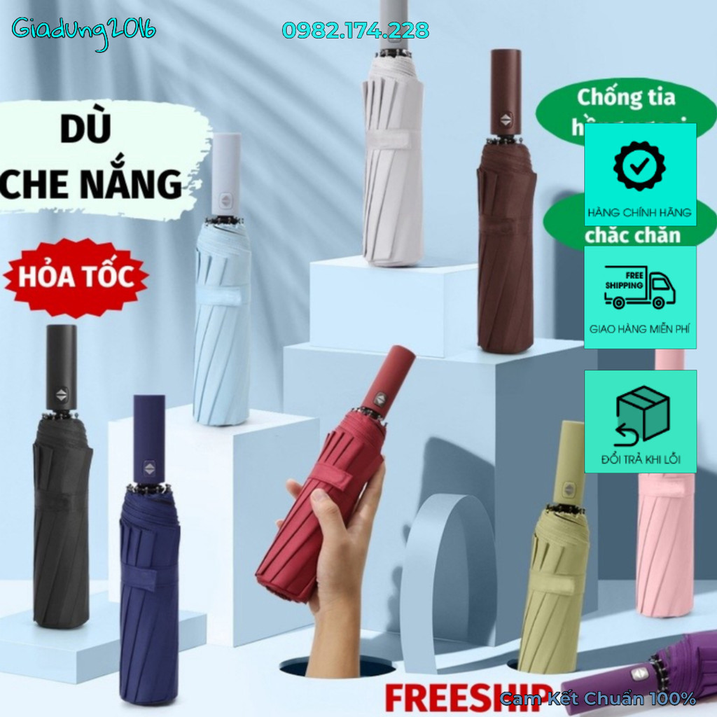 Ô Gấp Gọn Ô Che Mưa 12 Nan Tự Động Đóng Mở 🌏FREE SHIP🌎 Chống Tia UV Dù Che Mưa B52