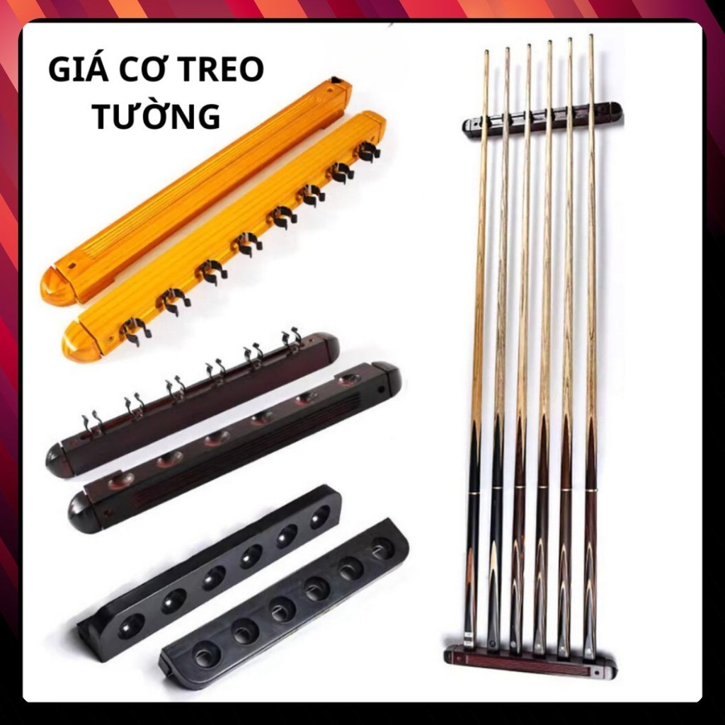 Giá Đỡ Cơ Bida - Dựng cơ Bi A Treo Tường 6 Lỗ Tiện Lợi