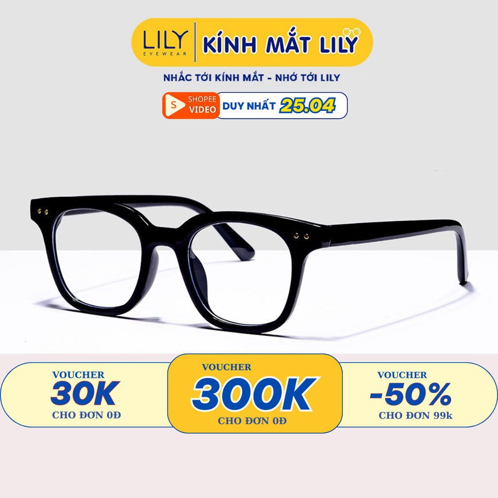 Gọng kính cận nam nữ mắt vuông chữ V phụ kiện thời trang Lilyeyewear 682310