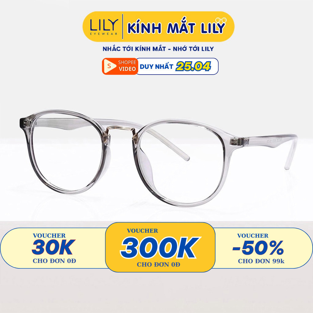 Gọng kính tròn nam nữ chất liệu nhựa dẻo phụ kiện thời trang Lilyeyewear 22309 nhiều màu