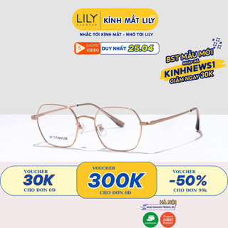 Gọng kính mắt vuông nam nữ LILYEYEWEAR chất liệu kim loại thanh mảnh chắc chắn kiểu dáng nhỏ nhắn hợp với mặt nhỏ 98432
