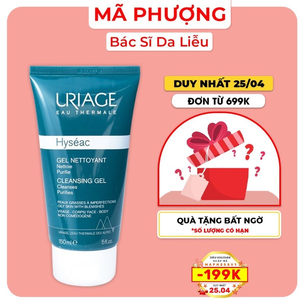 [CHÍNH HÃNG] Sữa rửa mặt cho da dầu, mụn , da hỗn hợp Uriage Hyseac Gel Nettoyant