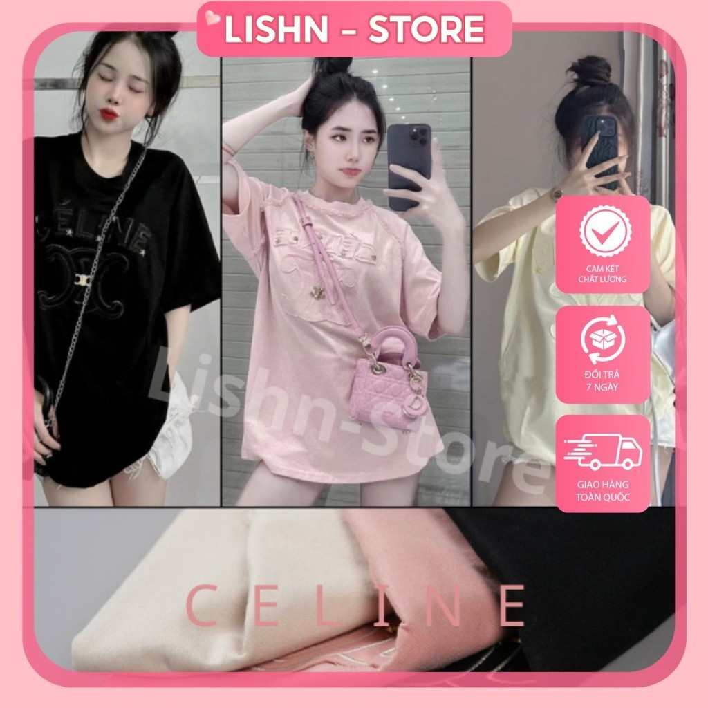 Áo Thun Nữ Celinne, Áo Phông Nữ Form Áo Rộng, Tay Áo Ngắn Làm Vải Cotton Cao Cấp Có Đủ 3 Màu Hồng, Be Và Đen