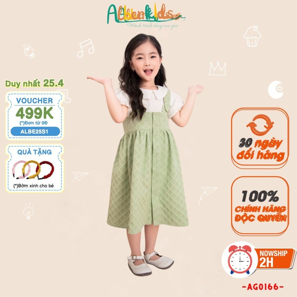 Yếm bé gái ALBERKIDS xinh đẹp cho trẻ em 2,3,4,5,6,7,8,9,10,11,12 tuổi AG0166 AG0154