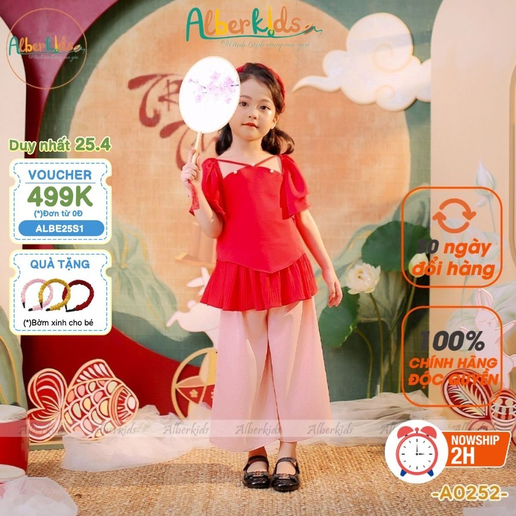 Sét đồ bộ TẾT bé gái ALBERKIDS Nhật Nguyệt công chúa xinh đẹp 2,3,4,5,6,7,8,9,10,11,12 tuổi [A0252]