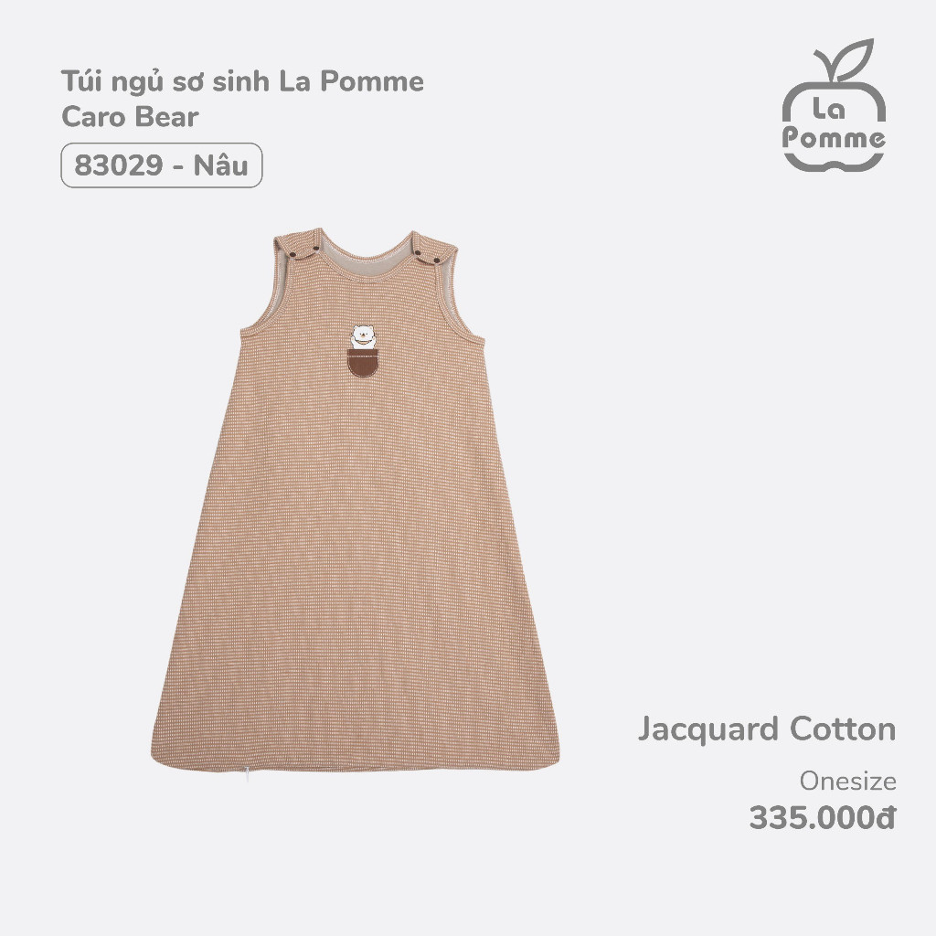 (0M-6M) Lapomme - Túi ngủ sơ sinh La Pomme Caro Bear - 0M 6M Nâu Ghi ZL154A ZZ