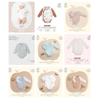  La Pomme - Bộ Body Chip liền thân Dài Tay La Pomme họa tiết NB 0M 3M Full ZL162A HA