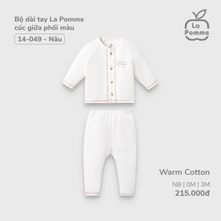 La pomme - bộ dài tay la pomme cúc giữa phối màu - newborn 0m 3m zl288a