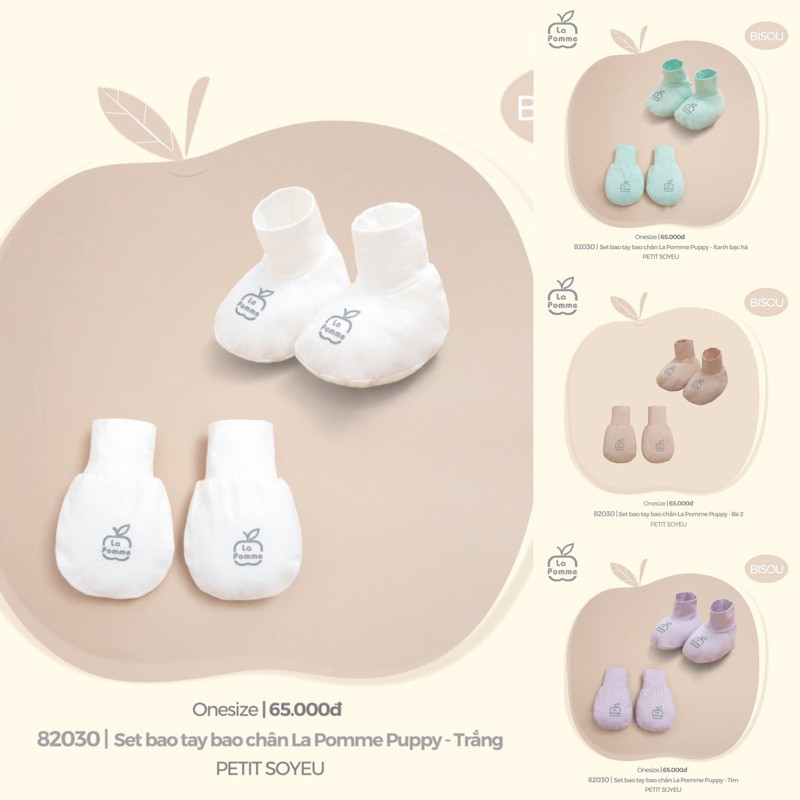 Set bao tay bao chân La Pomme Hươu nhỏ - Nâu Ghi NB PK ZL383A
