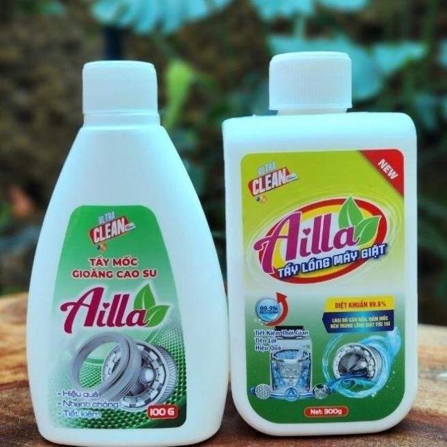 COMBO Siêu tẩy lồng máy giặt Ailla 300G + tẩy gioăng cao su Ailla 100G cho máy giặt, tủ lạnh