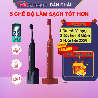 Bàn chải đánh răng điện Sonic TMD GROUP Loại bỏ mảng bám và vi khuẩn hiệu quả / Nhanh chóng, an toàn