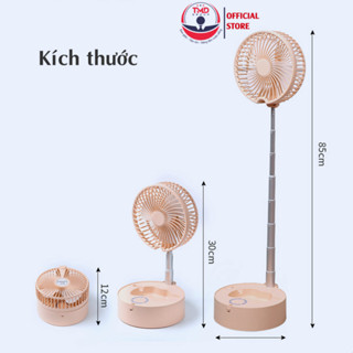 Quạt tích điện điều khiển từ xa TMD - Gấp gọn pin lâu 7 giờ kiêm đèn ngủ, công suất mạnh quạt mát Chính Hãng