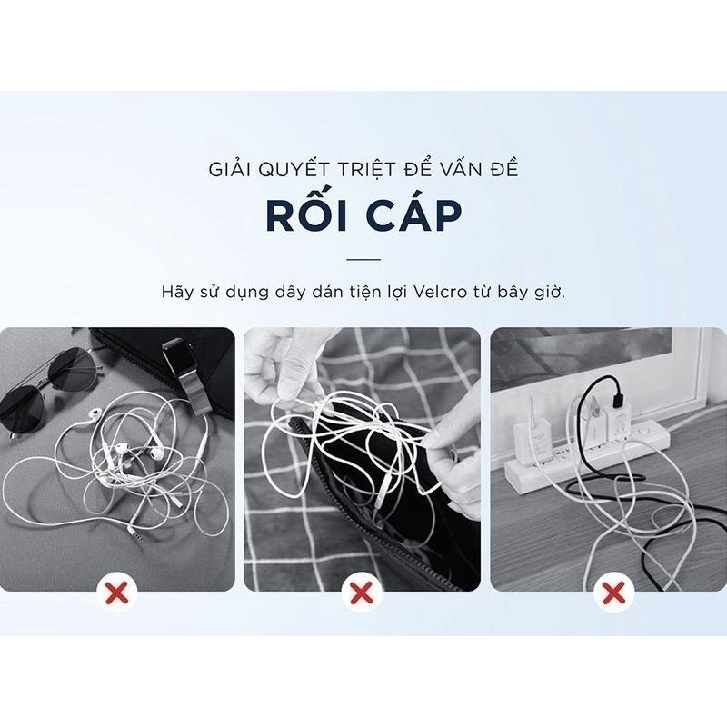 Dây dán Edifier x Ugreen tiên lợi Velcro làm gọn dây sạc dây tai nghe dây máy tính