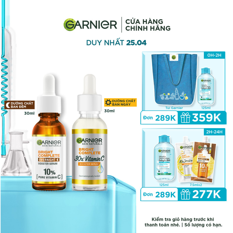 Bộ đôi Dưỡng chất Vitamin C Ngày & Đêm Garnier Bright Complete dưỡng sáng da ( 30ml X2)