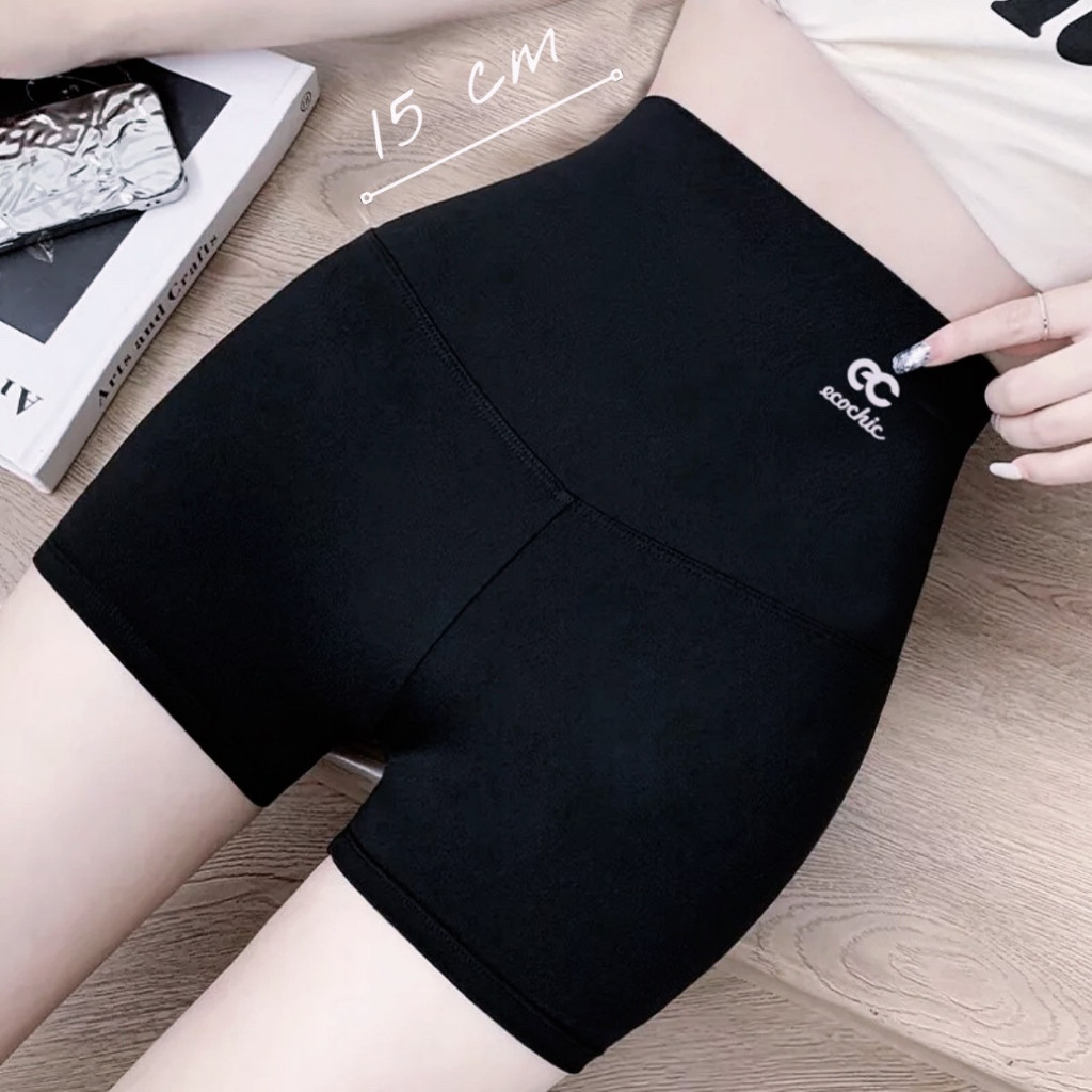 Quần legging đùi ECOCHIC nữ cạp cao gen bụng tập gym yoga chất liệu su đúc định hình nâng mông | BigBuy360 - bigbuy360.vn