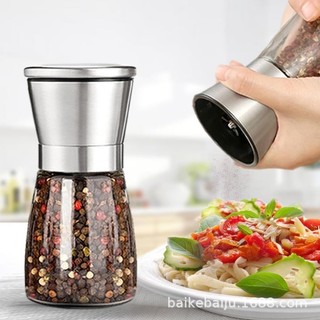 Dụng cụ xay tiêu cầm tay inox cao cấp - lọ xay tiêu, hũ đựng tiêu thủy tinh