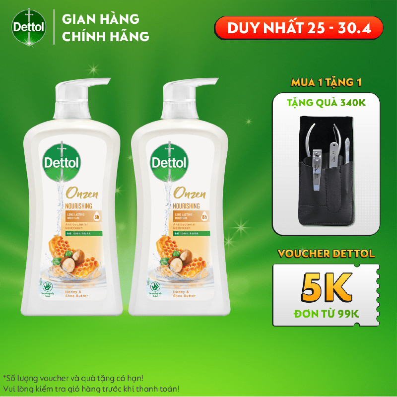 [Mã DTL1904 Giảm 12%] Bộ 2 sữa tắm diệt khuẩn nuôi dưỡng Dettol 950ml/Chai