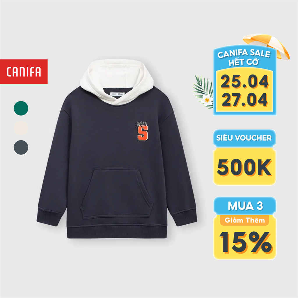 Áo nỉ bé trai CANIFA áo hoodie có mũ dài tay in hình 2TW23C002