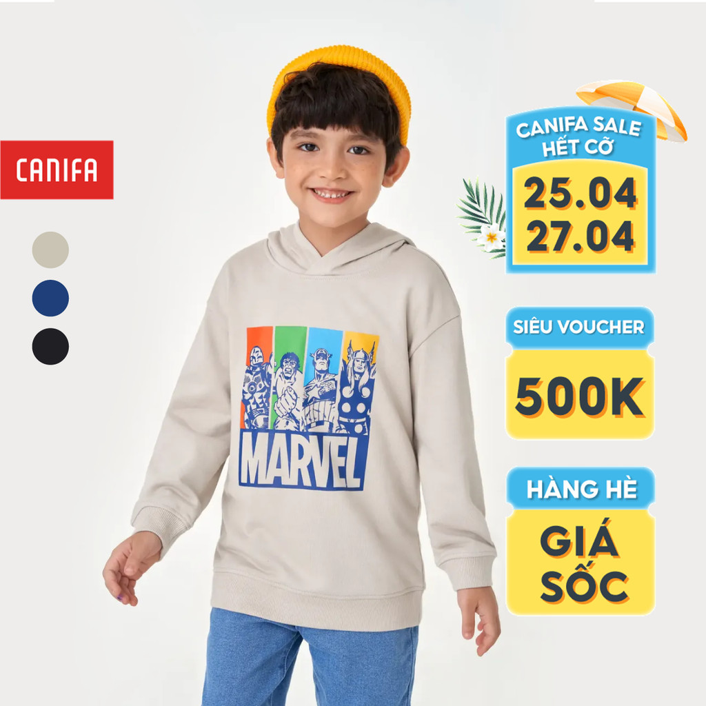 Áo nỉ bé trai CANIFA áo hoodie có mũ in hình nhân vật Marvel 2TW23W008