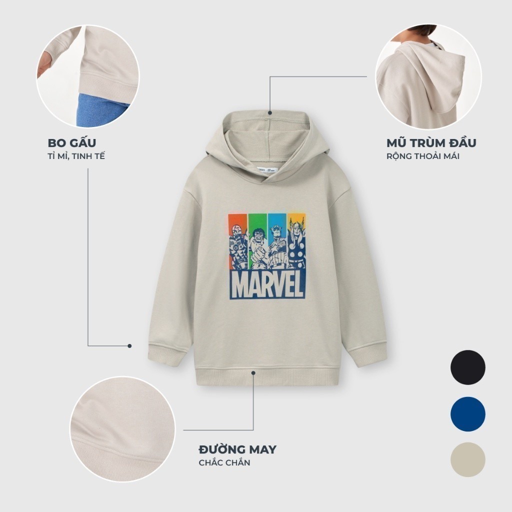 Áo nỉ bé trai CANIFA áo hoodie có mũ in hình nhân vật Marvel 2TW23W008