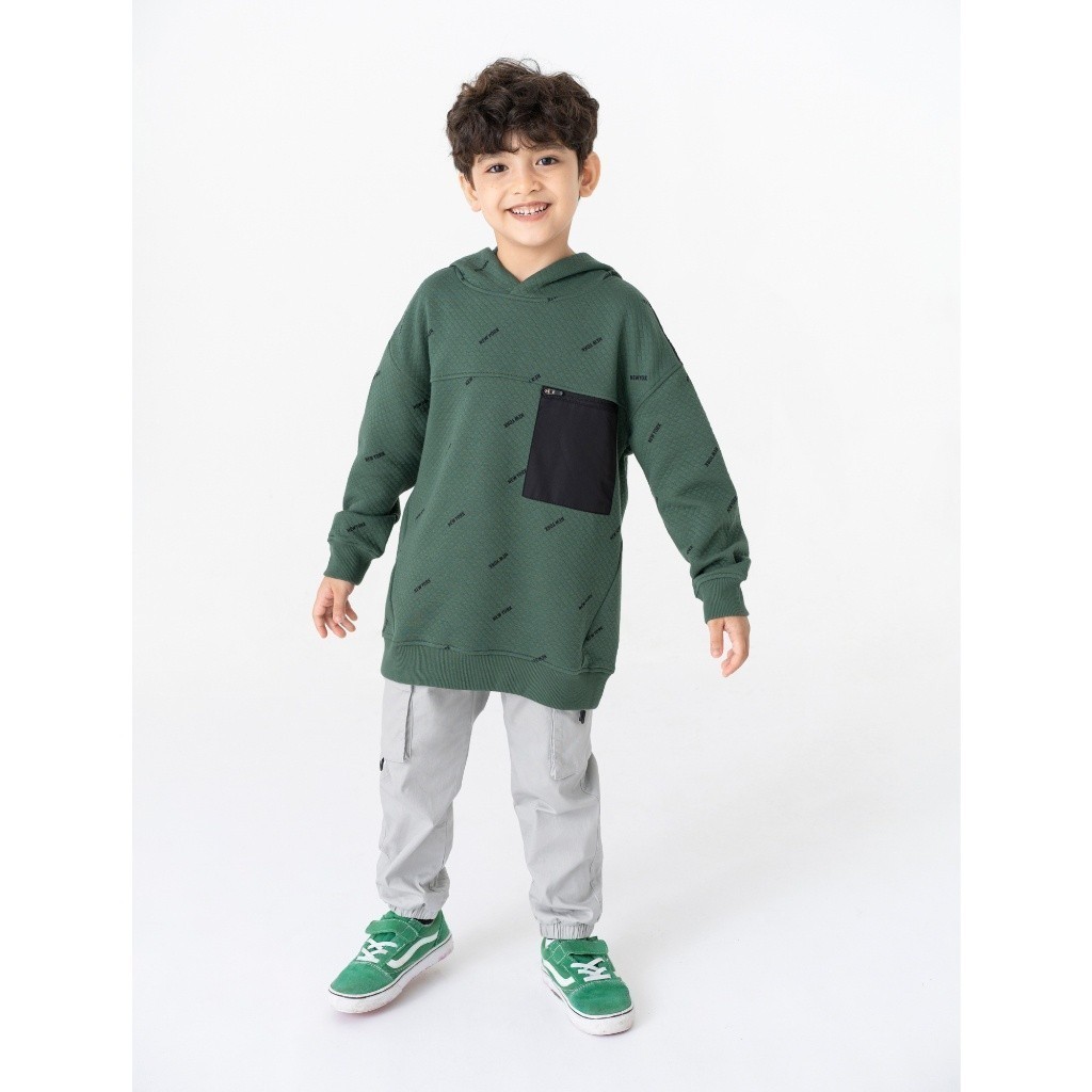 Áo nỉ bé trai CANIFA áo hoodie có mũ in họa tiết 2TW23W007