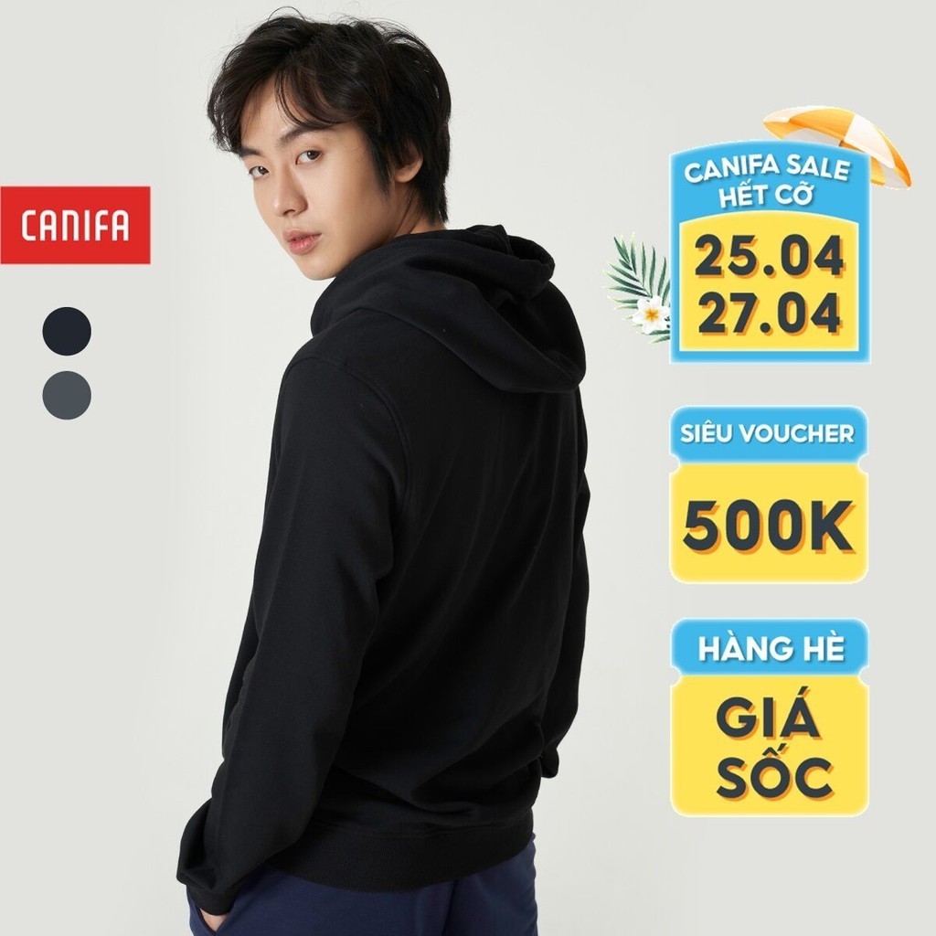 Áo nỉ nam CANIFA áo hoodie có mũ dài tay in hình 8TW23W004