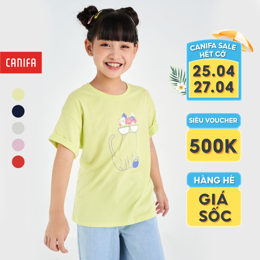 Áo phông bé gái CANIFA 100% cotton 1TS23S001