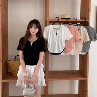 áo thun tăm kéo khoá phối màu hàng QC