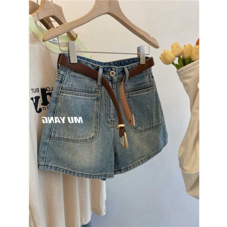 Quần jean short nữ lưng cao phối túi trước phong cách hàn quốc Tuhavu Room Q45 Hot KUTE | BigBuy360 - bigbuy360.vn