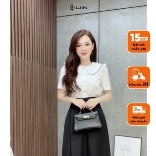 Áo Cộc Tay Nữ Phối Bèo Chất Liệu Lon Mỹ Cao Cấp AKC240SWH-S23