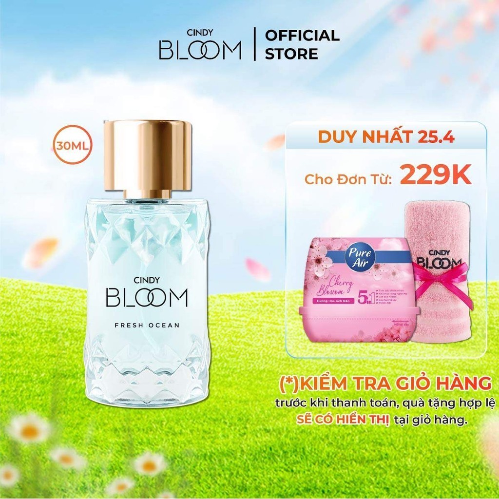 [25.4 - ĐƠN 229K - NHẬN QUÀ 0Đ] Nước hoa nữ Cindy Bloom Fresh Ocean hương năng động trẻ trung 30ml