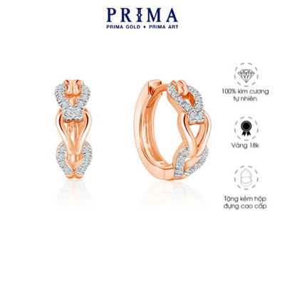 PRIMA Bông tai Kim Cương-  18K - BST CHAIN - Họa tiết mắt xích -105E1574