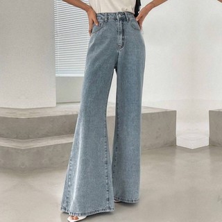 Quần jeans ống loe cạp cao, quần bò denim nữ