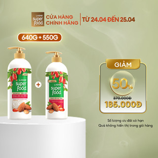   Combo Dầu gội 640G + Dầu xả 610G LASHE SUPERFOOD phục hồi hư tổn