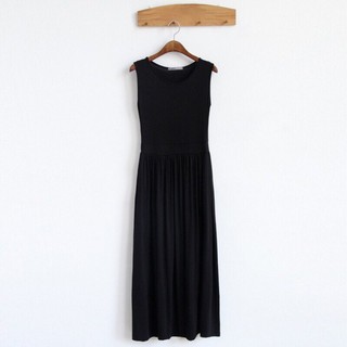 Đầm maxi suông đơn giản mùa hè màu đen D0202