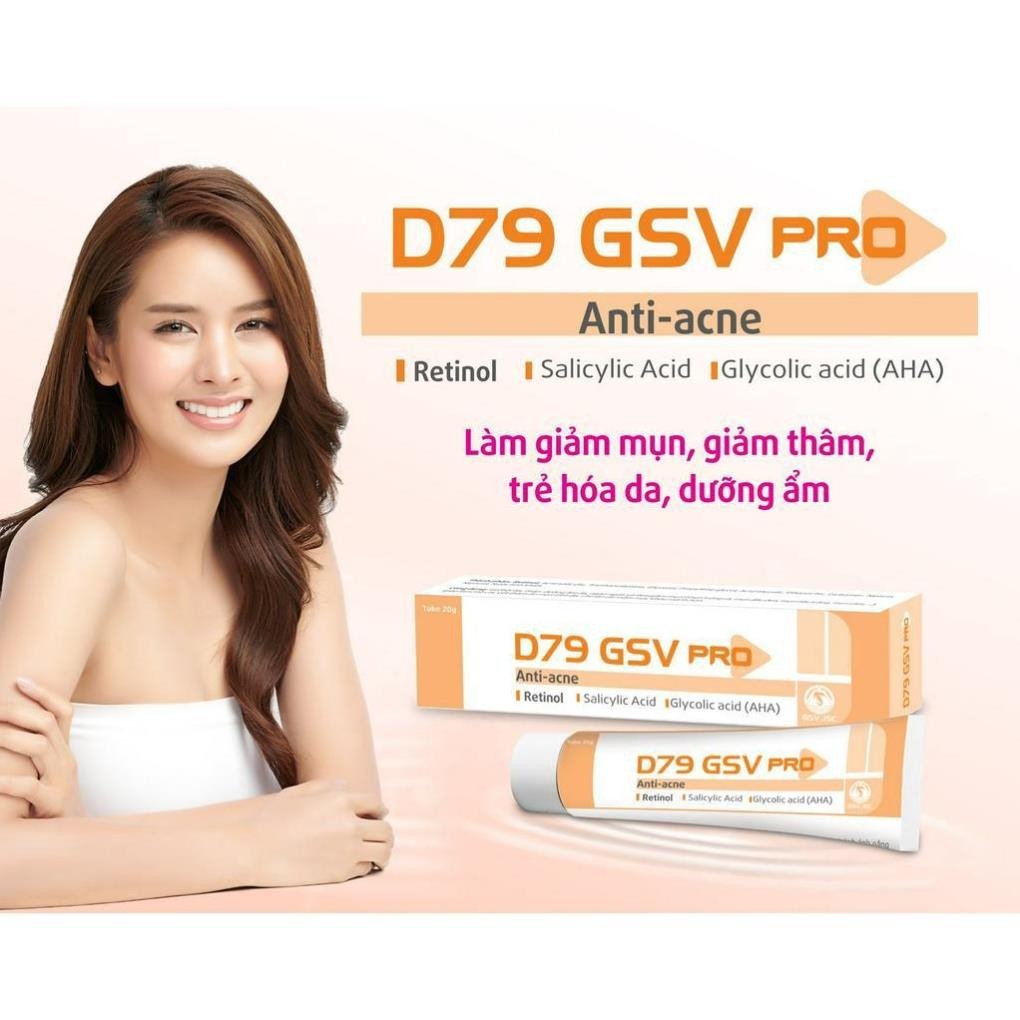 D79 GSV Cream 15g/ GSV Pro 20g, Kem Giảm Mụn Trứng Cá, Lưng, Dày Sừng Nang Lông