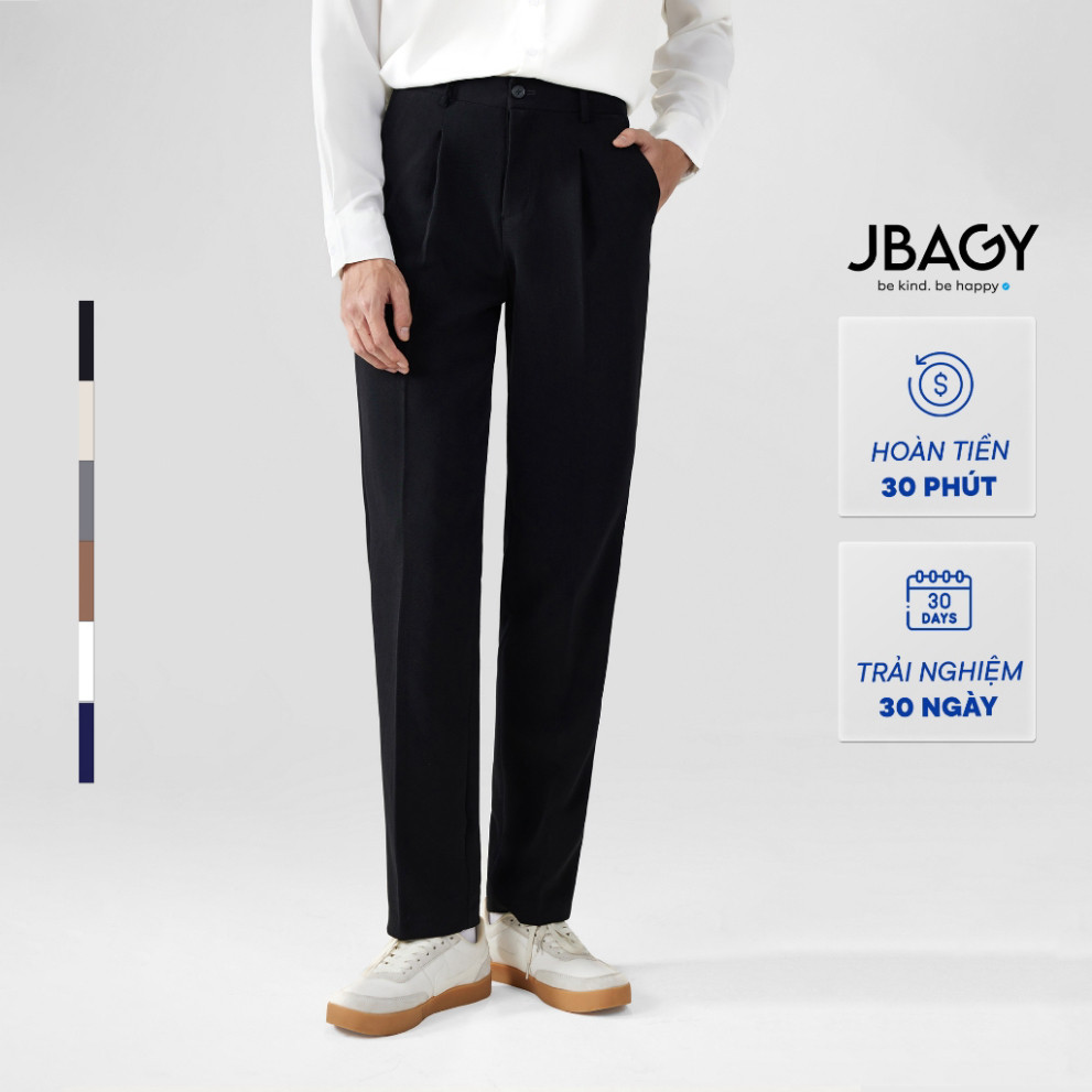 Quần tây nam hàn quốc JBagy dáng baggy vải co giãn dày dặn dáng suông ống rộng, màu đen, kem - JA0101 - Hàng mới về