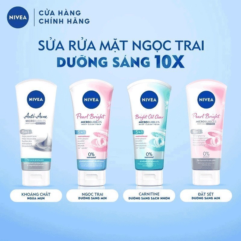 Bộ 2 Sữa Rửa Mặt NIVEA Pearl Bright Dưỡng Sáng Da Ngọc Trai (100 g) - 81295