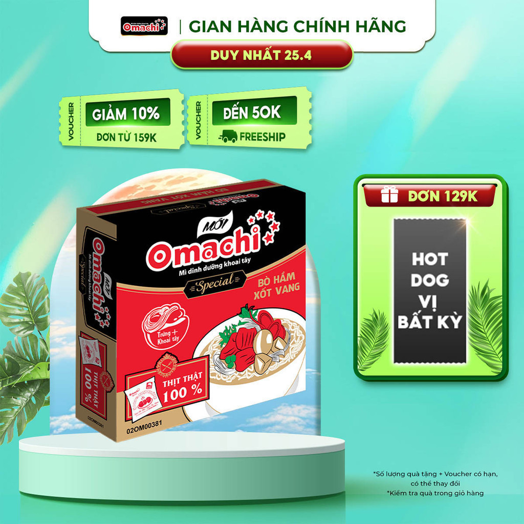 Mì Omachi Special Bò Hầm Xốt Vang Gói - Thùng 30 Gói x 92g