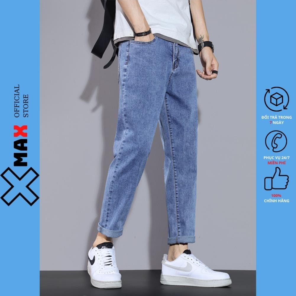 Quần jean baggy nam ống suông ống rộng vừa hotrend Hàn Quốc, Quần bò baggy nam dáng rộng MAXSTORE B0