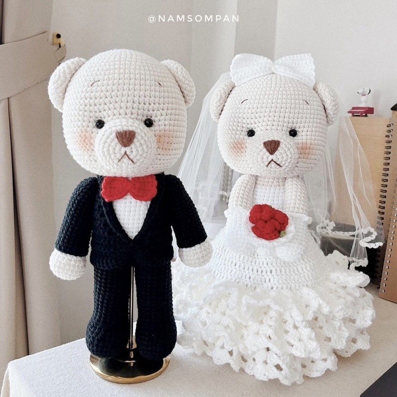 Bộ Gấu Cưới Wedding Bear Cô dâu Chú rể quà cưới bằng len |Handmade| Cosycorner