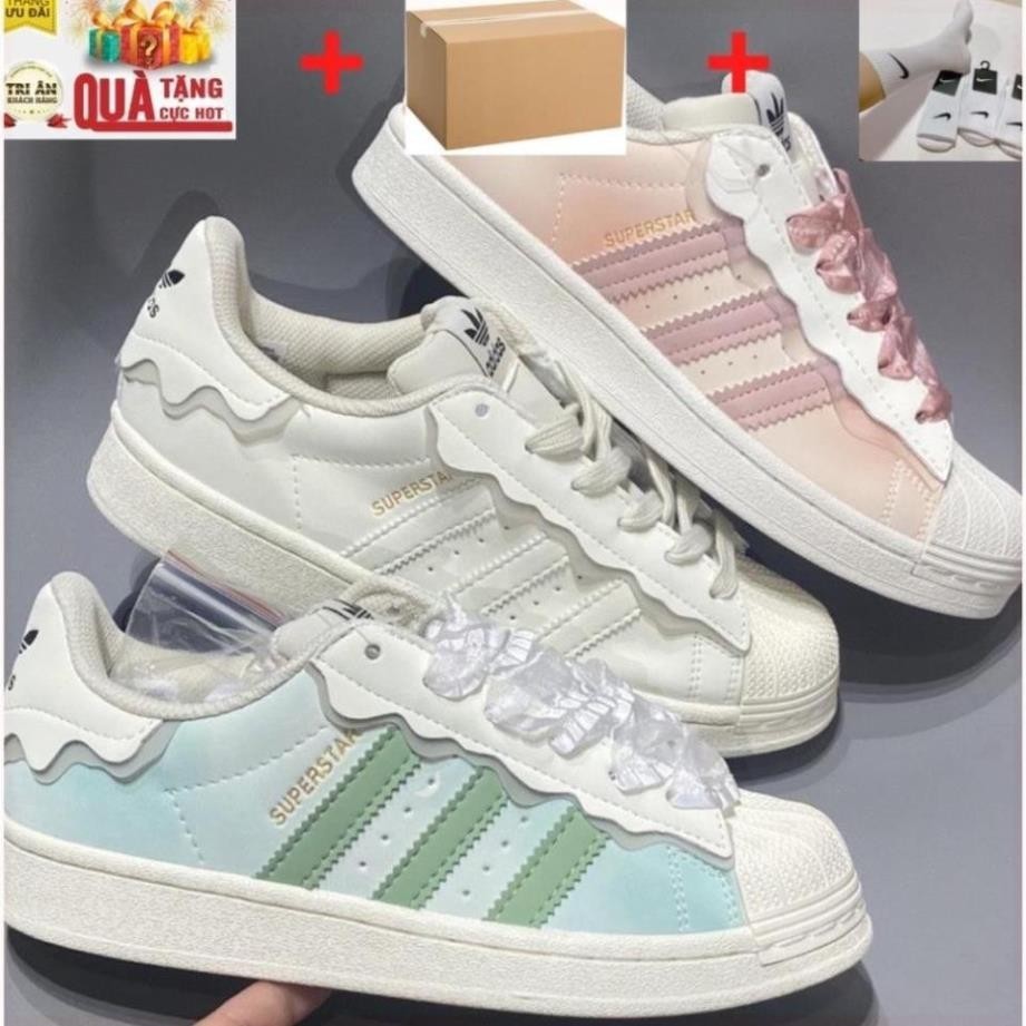 Giày thể thao Adidass Superstar Das Sò 3 Màu Kem, Hồng, Xanh, Giày Adidas Sò Trắng bản Classic cực đẹp full sz D375