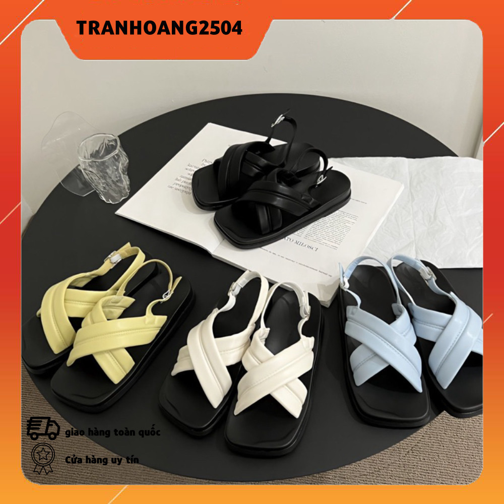 Hàng Có Sẵn - Giày Sandal Bằng Da Pu Mũi Tròn Thời Trang Mùa Hè Sành Điệu Cho Nữ Mã 288