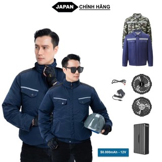 [BÁN CHẠY] Bộ Áo Điều Hòa Nhật Bản Gắn Quạt Gió Làm Mát Mới Nhất 2024 PIN 50.000mAh, Quạt 12V Chạy Siêu Êm, BH 12 Tháng