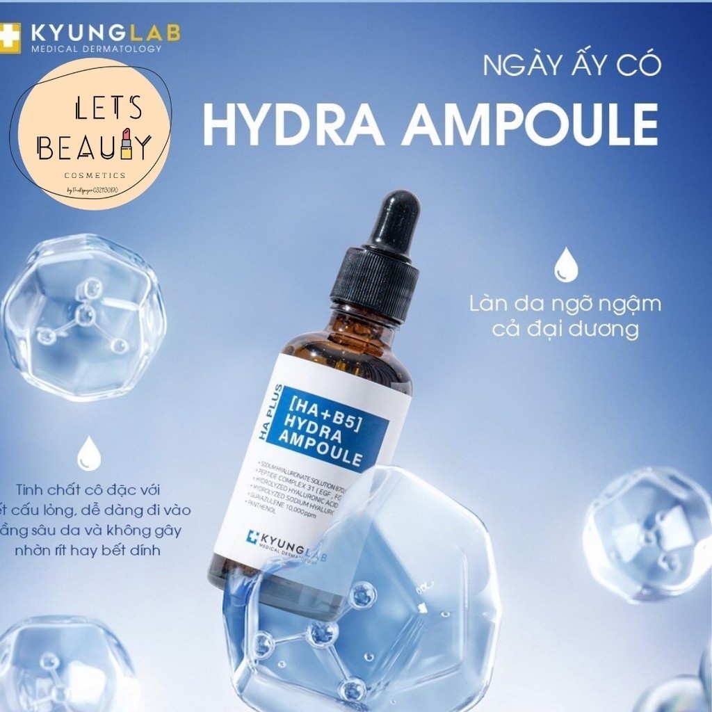 Serum HA + B5  Kyung Lab siêu phục hồi làm trắng và căng bóng da Hydra Ampoule 50ml -Auth