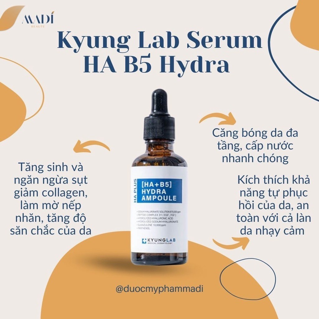 Serum HA + B5  Kyung Lab siêu phục hồi làm trắng và căng bóng da Hydra Ampoule 50ml -Auth