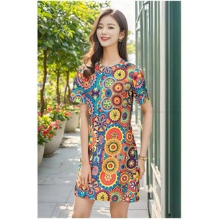 ( HÀNG NHẬP ) ĐẦM SUÔNG  XÒE CHỮ A  ĐA SẮC MÀU TÔN DA (  3702424)