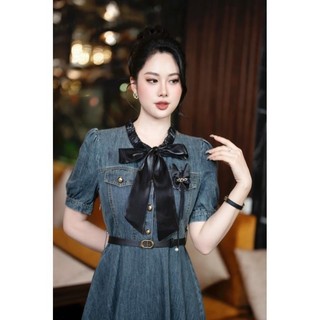 (HÀNG NHẬP CAO CẤP) VÁY ĐẦM JEAN THẮT NƠ XINH XẮN  ( CC 4952024)